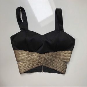 Love Culture gold elastic band black cropped tank